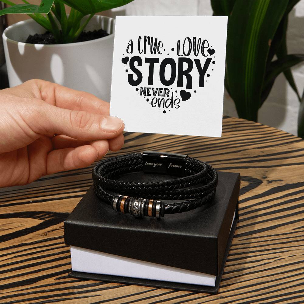 A True Love Story Never Ends v2 - Men's "Love You Forever" Bracelet