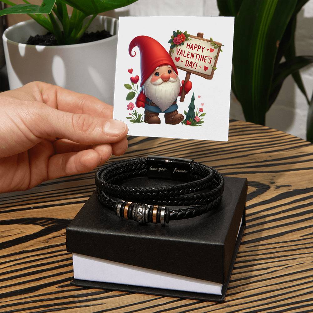 Happy Valentine's Day Gnomes 016 - Men's "Love You Forever" Bracelet