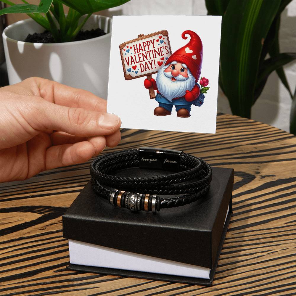 Happy Valentine's Day Gnomes 021 - Men's "Love You Forever" Bracelet