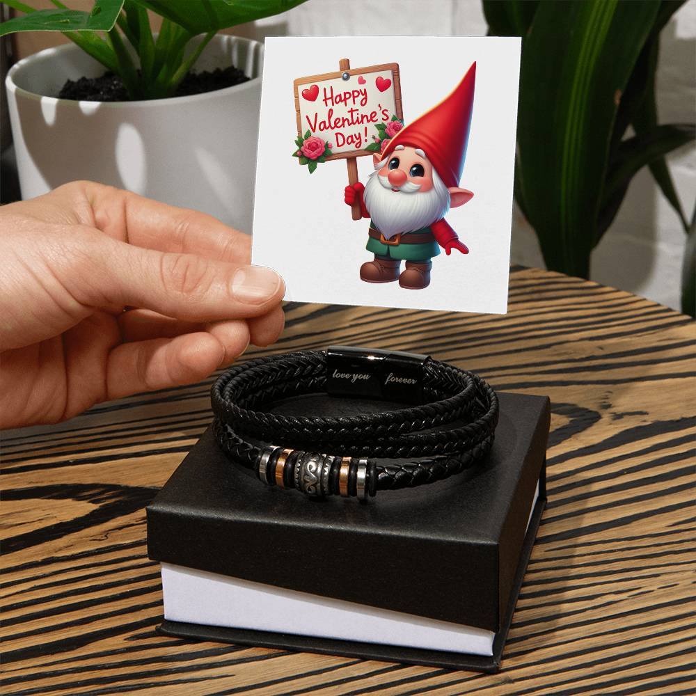 Happy Valentine's Day Gnomes 017 - Men's "Love You Forever" Bracelet