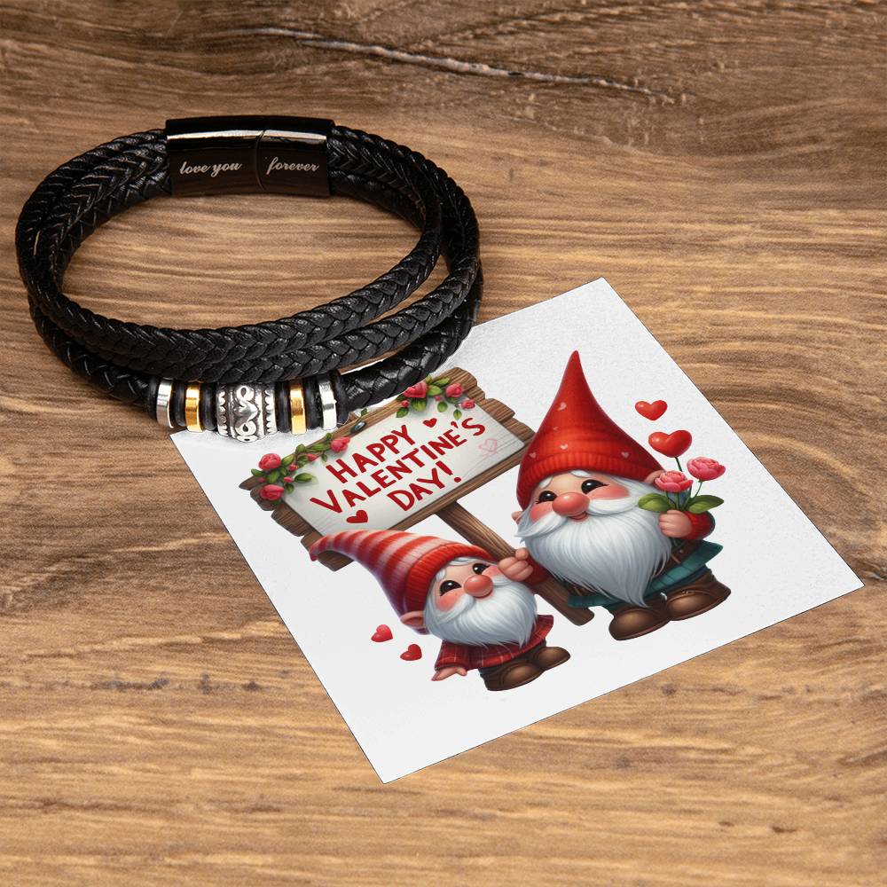 Happy Valentine's Day Gnomes 018 - Men's "Love You Forever" Bracelet
