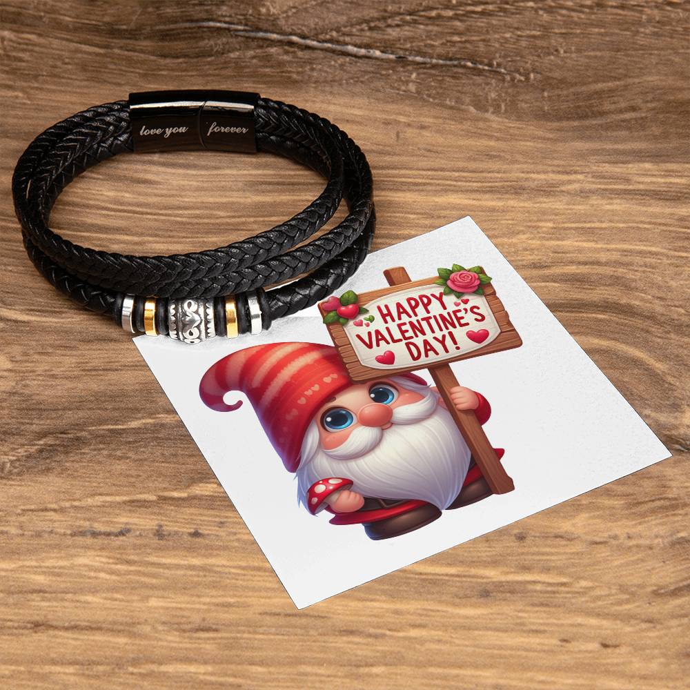 Happy Valentine's Day Gnomes 008 - Men's "Love You Forever" Bracelet