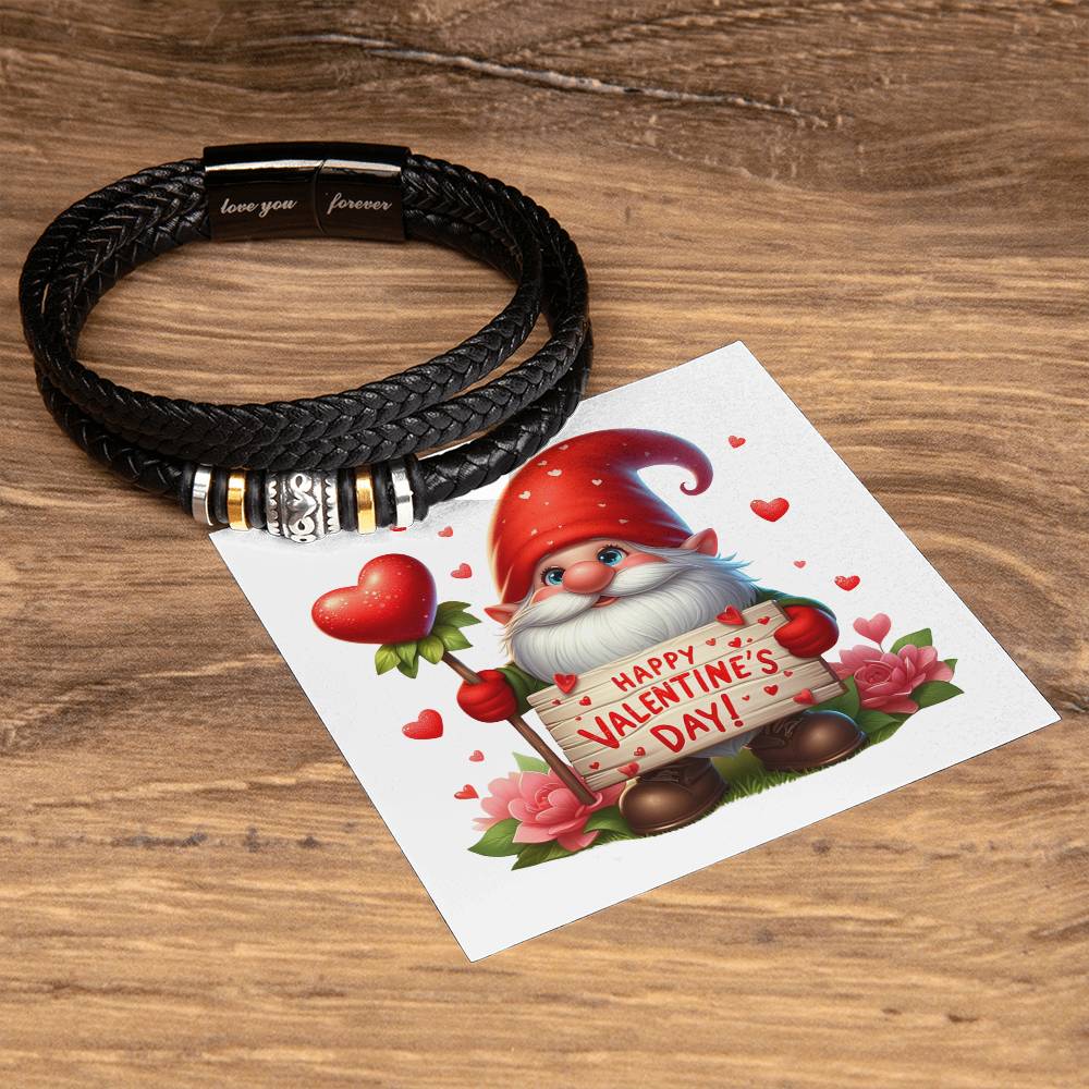 Happy Valentine's Day Gnomes 020 - Men's "Love You Forever" Bracelet
