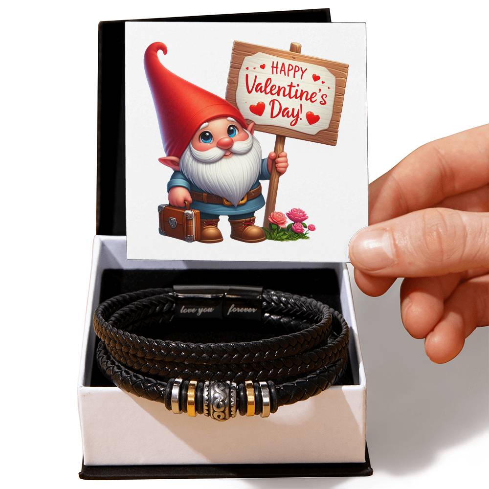 Happy Valentine's Day Gnomes 015 - Men's "Love You Forever" Bracelet