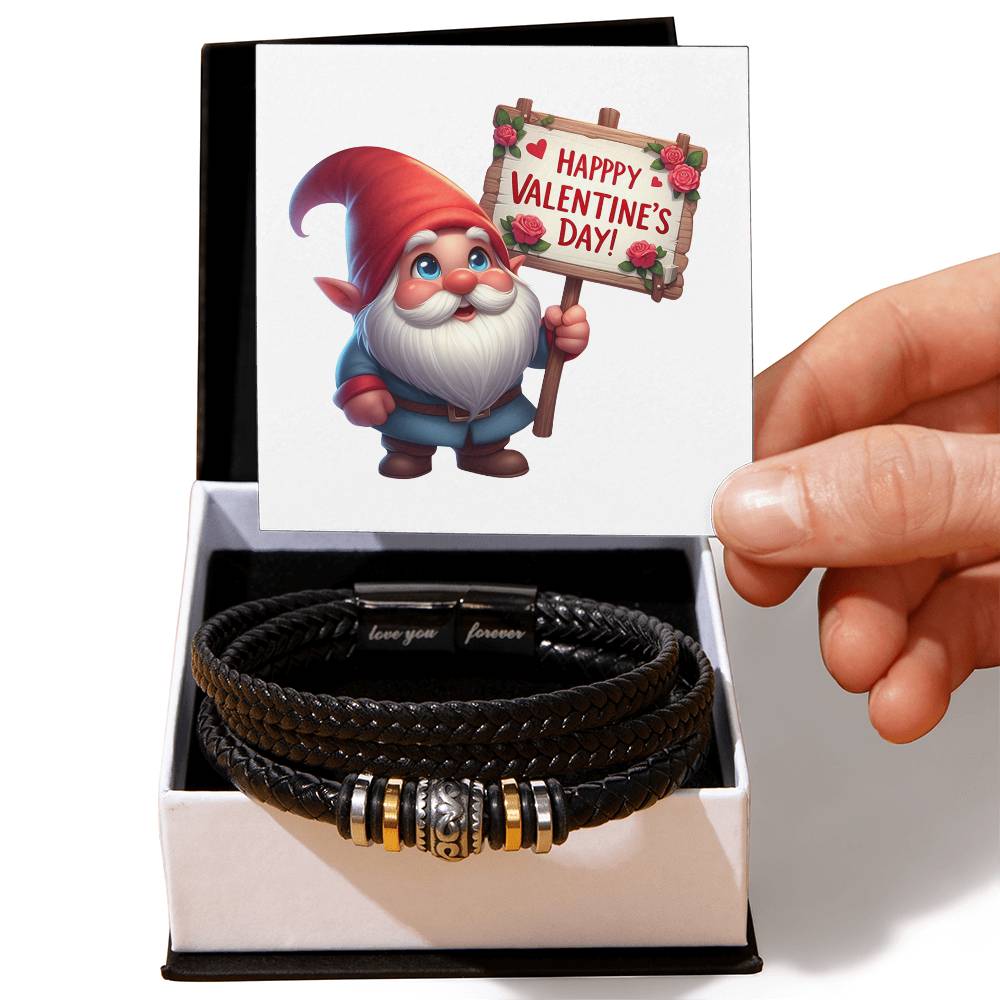 Happy Valentine's Day Gnomes 009 - Men's "Love You Forever" Bracelet