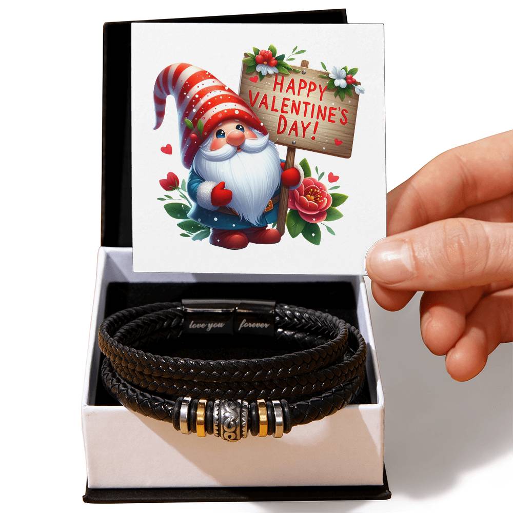 Happy Valentine's Day Gnomes 011 - Men's "Love You Forever" Bracelet