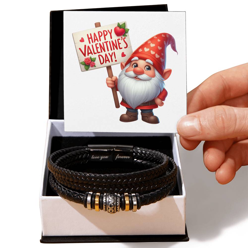 Happy Valentine's Day Gnomes 004 - Men's "Love You Forever" Bracelet