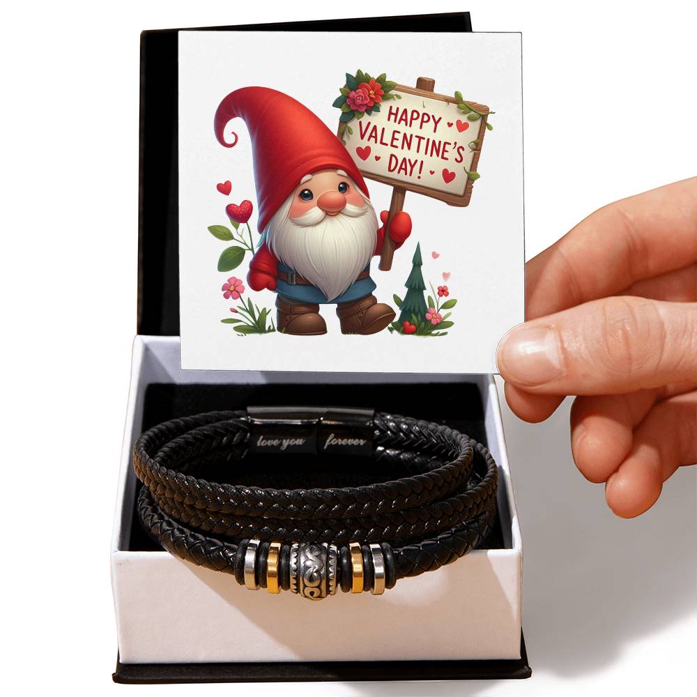 Happy Valentine's Day Gnomes 016 - Men's "Love You Forever" Bracelet