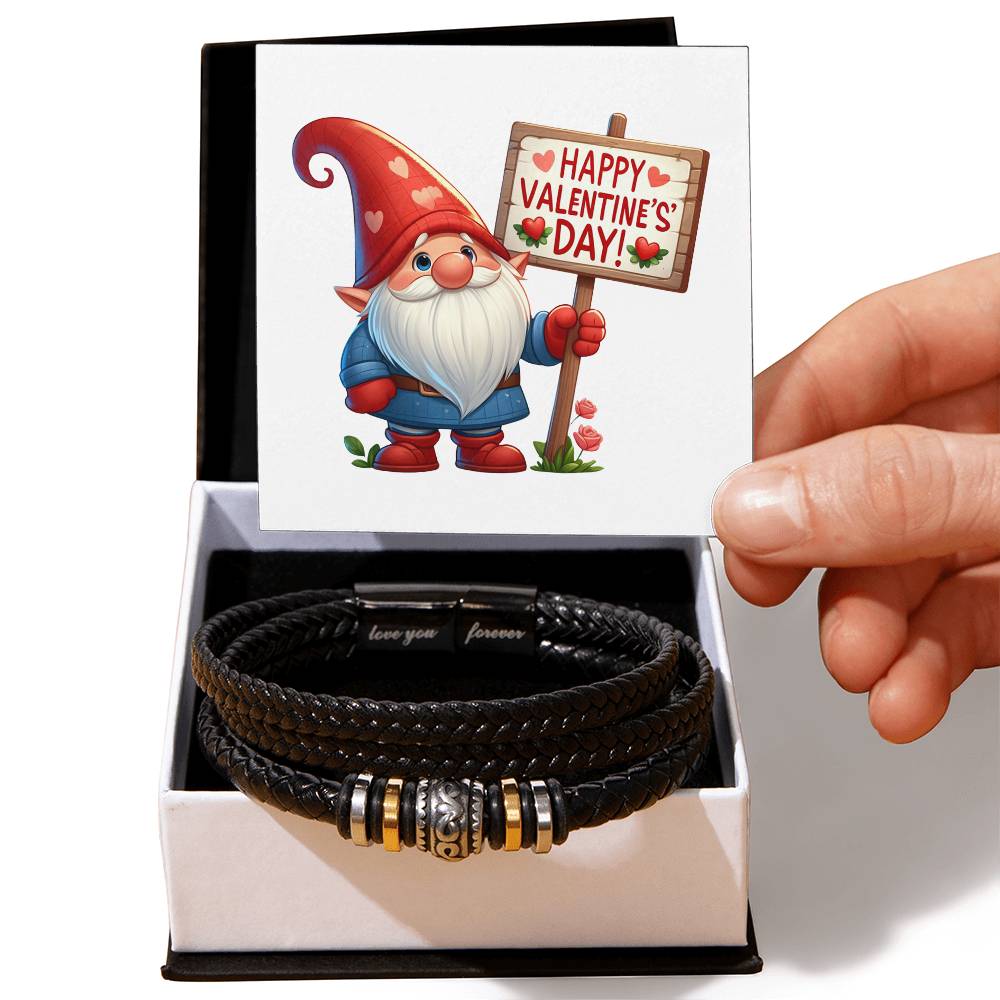 Happy Valentine's Day Gnomes 013 - Men's "Love You Forever" Bracelet