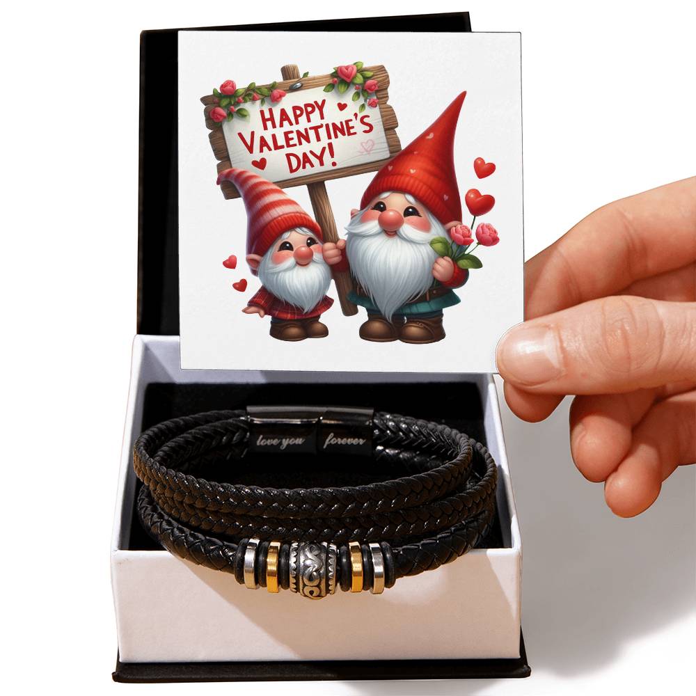 Happy Valentine's Day Gnomes 018 - Men's "Love You Forever" Bracelet