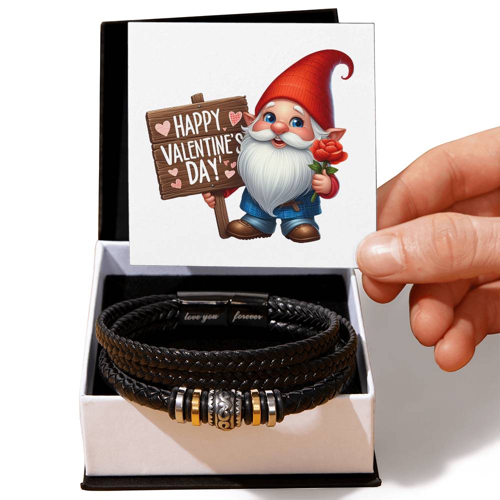 Happy Valentine's Day Gnomes 022 - Men's "Love You Forever" Bracelet