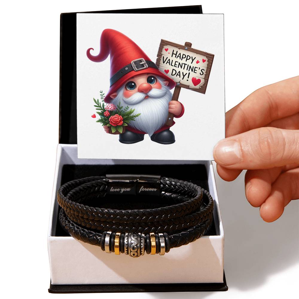 Happy Valentine's Day Gnomes 003 - Men's "Love You Forever" Bracelet