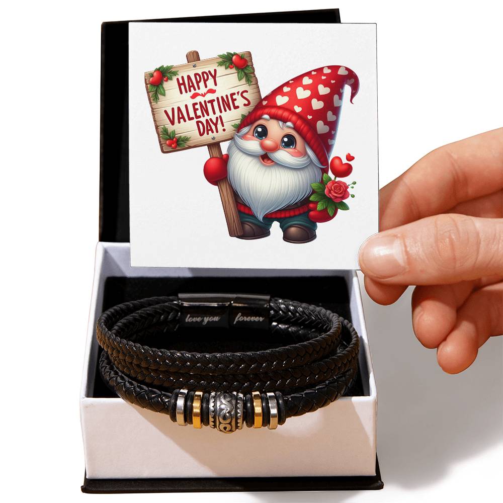 Happy Valentine's Day Gnomes 010 - Men's "Love You Forever" Bracelet