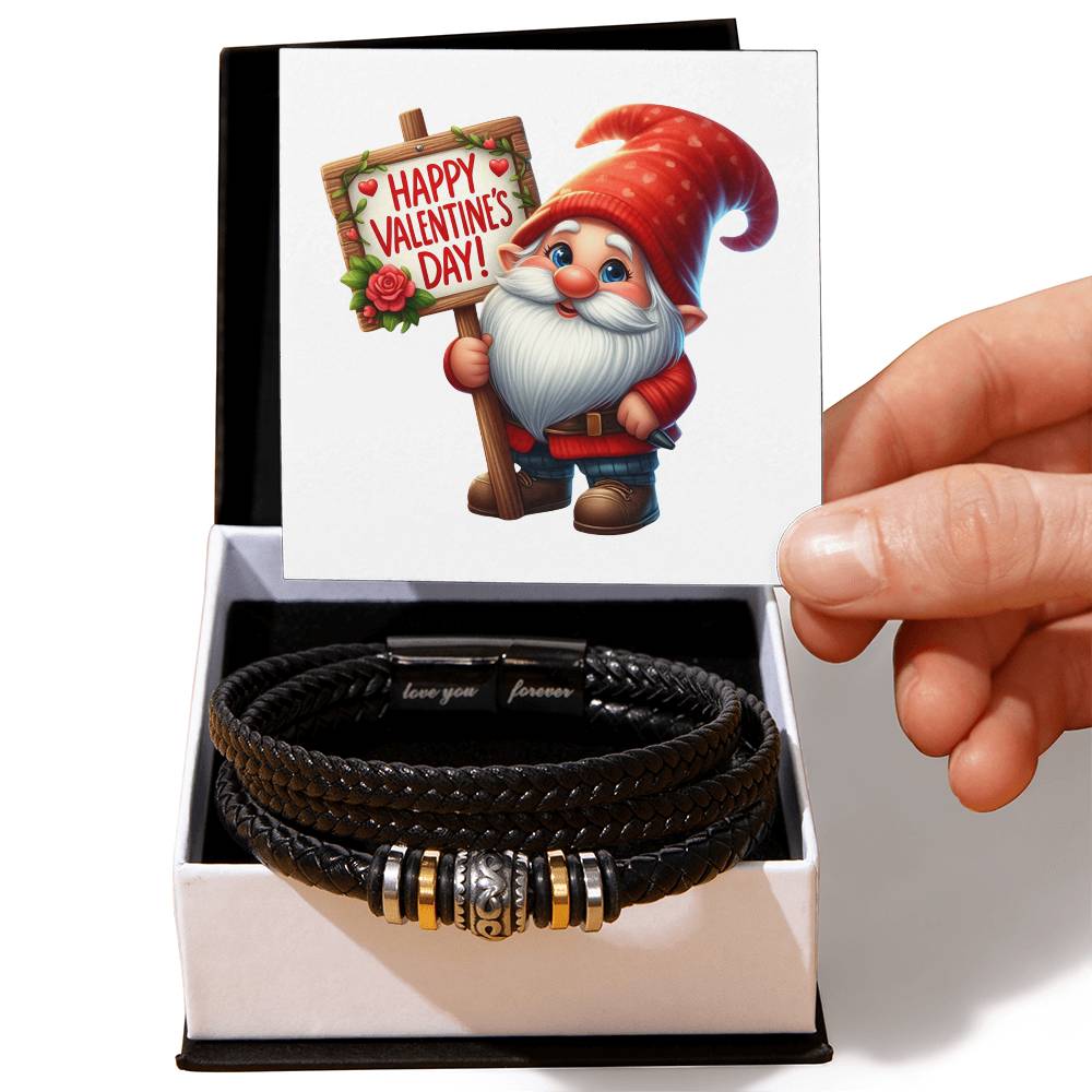 Happy Valentine's Day Gnomes 023 - Men's "Love You Forever" Bracelet