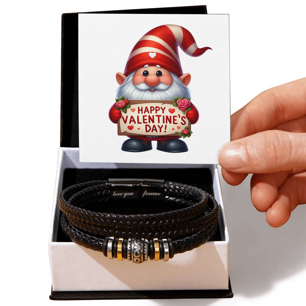 Happy Valentine's Day Gnomes 006 - Men's "Love You Forever" Bracelet
