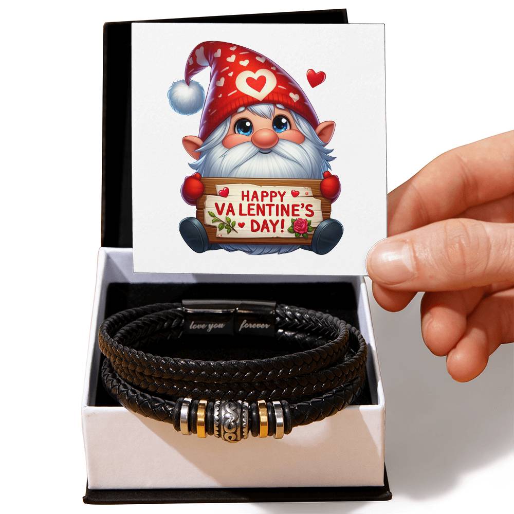 Happy Valentine's Day Gnomes 012 - Men's "Love You Forever" Bracelet
