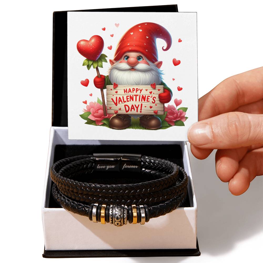 Happy Valentine's Day Gnomes 020 - Men's "Love You Forever" Bracelet