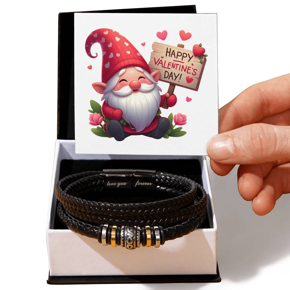 Happy Valentine's Day Gnomes 026 - Men's "Love You Forever" Bracelet