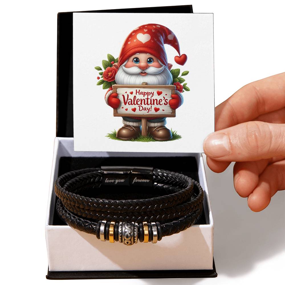 Happy Valentine's Day Gnomes 024 - Men's "Love You Forever" Bracelet