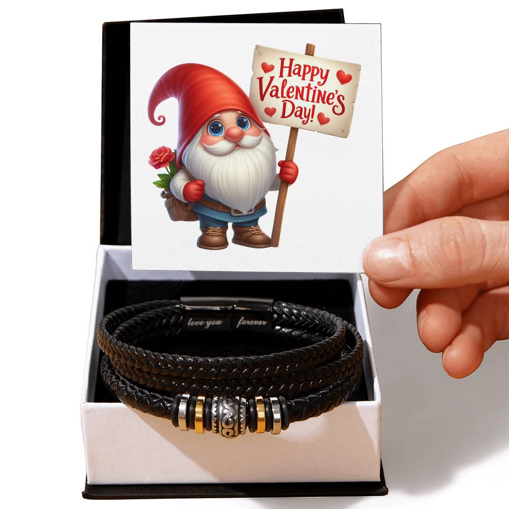 Happy Valentine's Day Gnomes 025 - Men's "Love You Forever" Bracelet