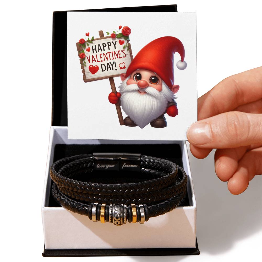 Happy Valentine's Day Gnomes 027 - Men's "Love You Forever" Bracelet