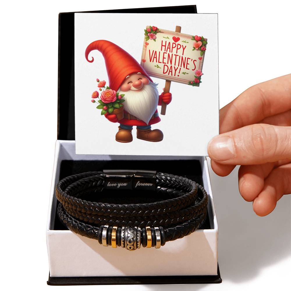 Happy Valentine's Day Gnomes 001 - Men's "Love You Forever" Bracelet