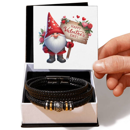 Happy Valentine's Day Gnomes 019 - Men's "Love You Forever" Bracelet