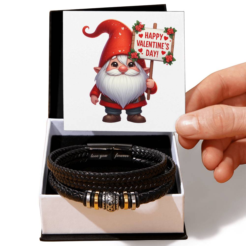 Happy Valentine's Day Gnomes 005 - Men's "Love You Forever" Bracelet