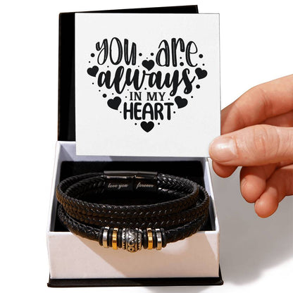 You Are Always In My Heart v2 - Men's "Love You Forever" Bracelet