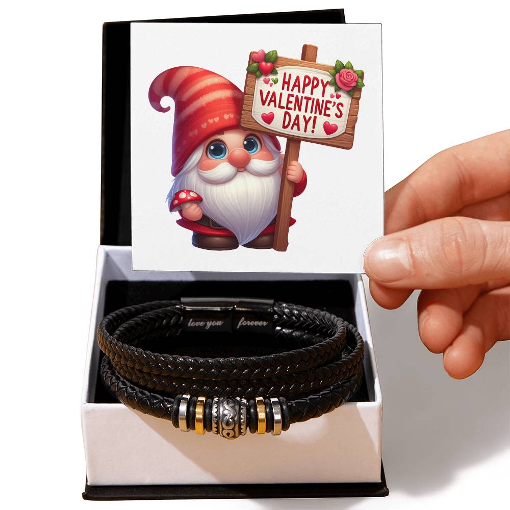 Happy Valentine's Day Gnomes 008 - Men's "Love You Forever" Bracelet