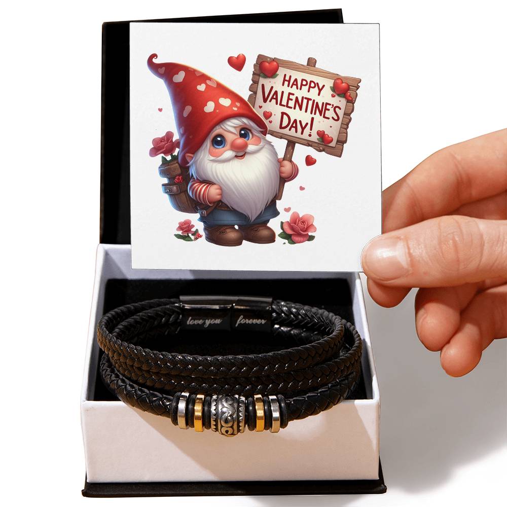 Happy Valentine's Day Gnomes 014 - Men's "Love You Forever" Bracelet