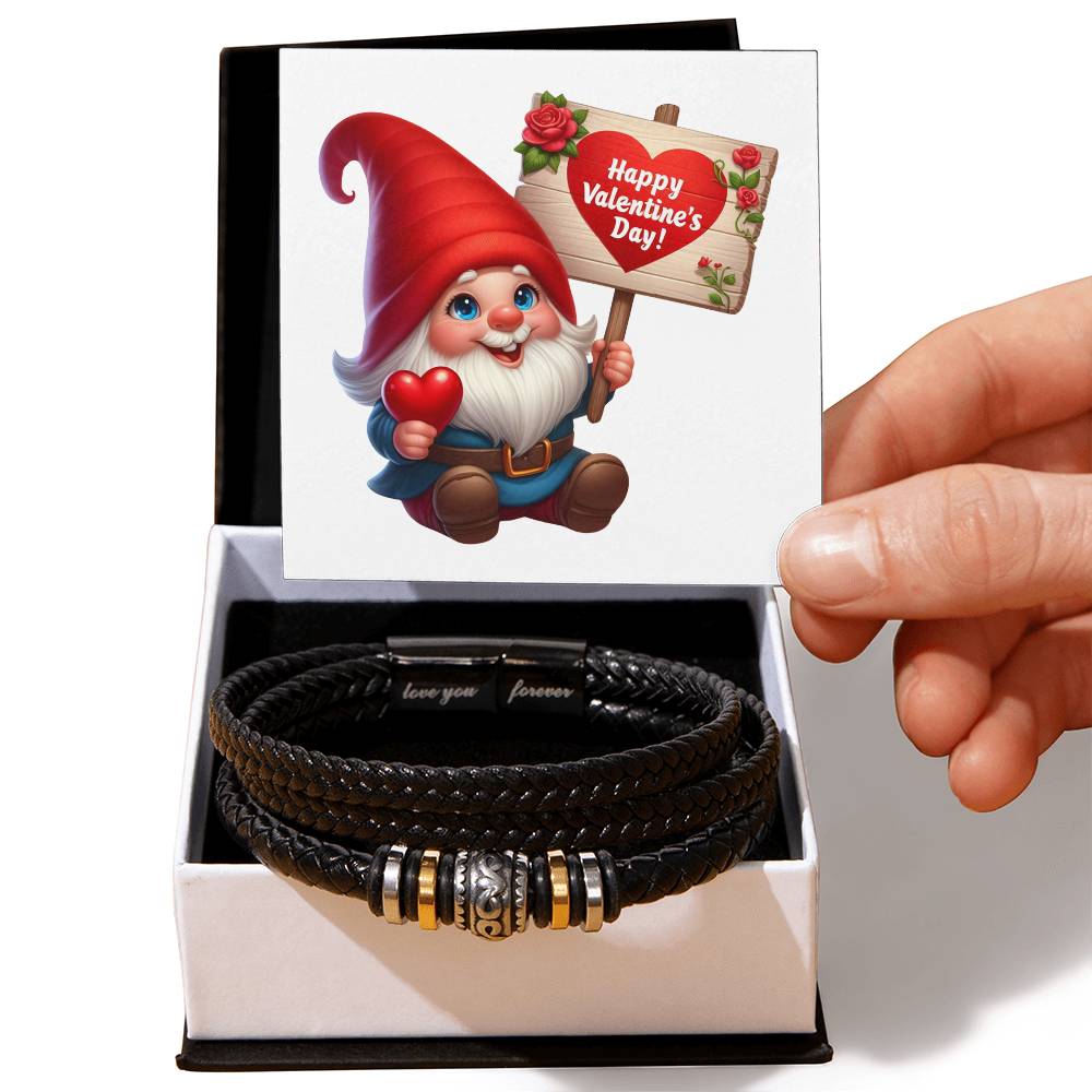 Happy Valentine's Day Gnomes 002 - Men's "Love You Forever" Bracelet