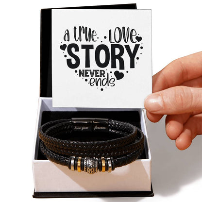 A True Love Story Never Ends v2 - Men's "Love You Forever" Bracelet