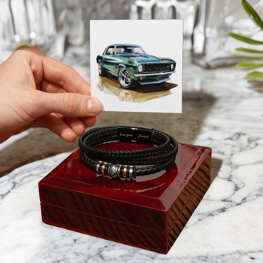 Muscle Car 11 - Men's "Love You Forever" Bracelet With Mahogany Style Luxury Box