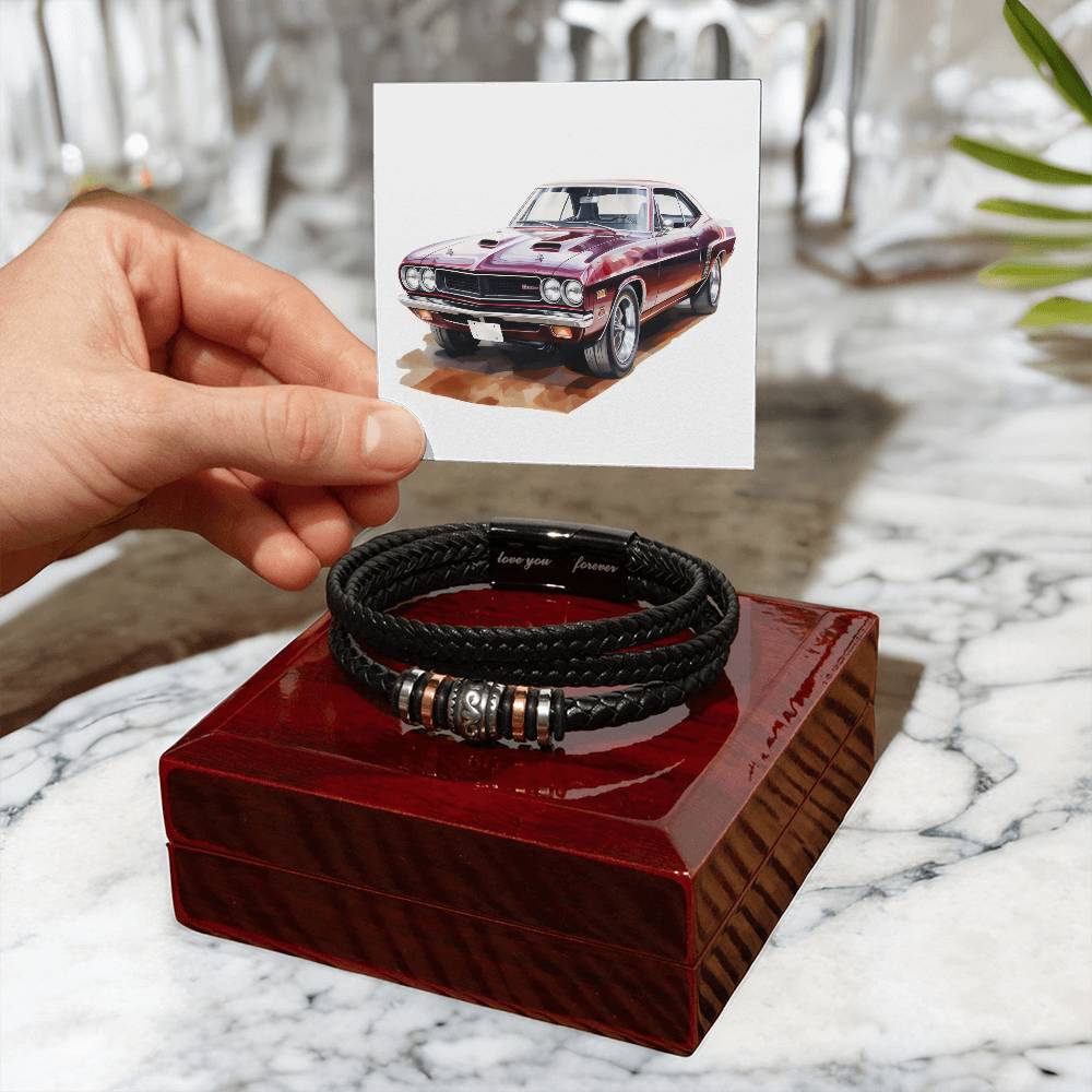 Muscle Car 10 - Men's "Love You Forever" Bracelet With Mahogany Style Luxury Box