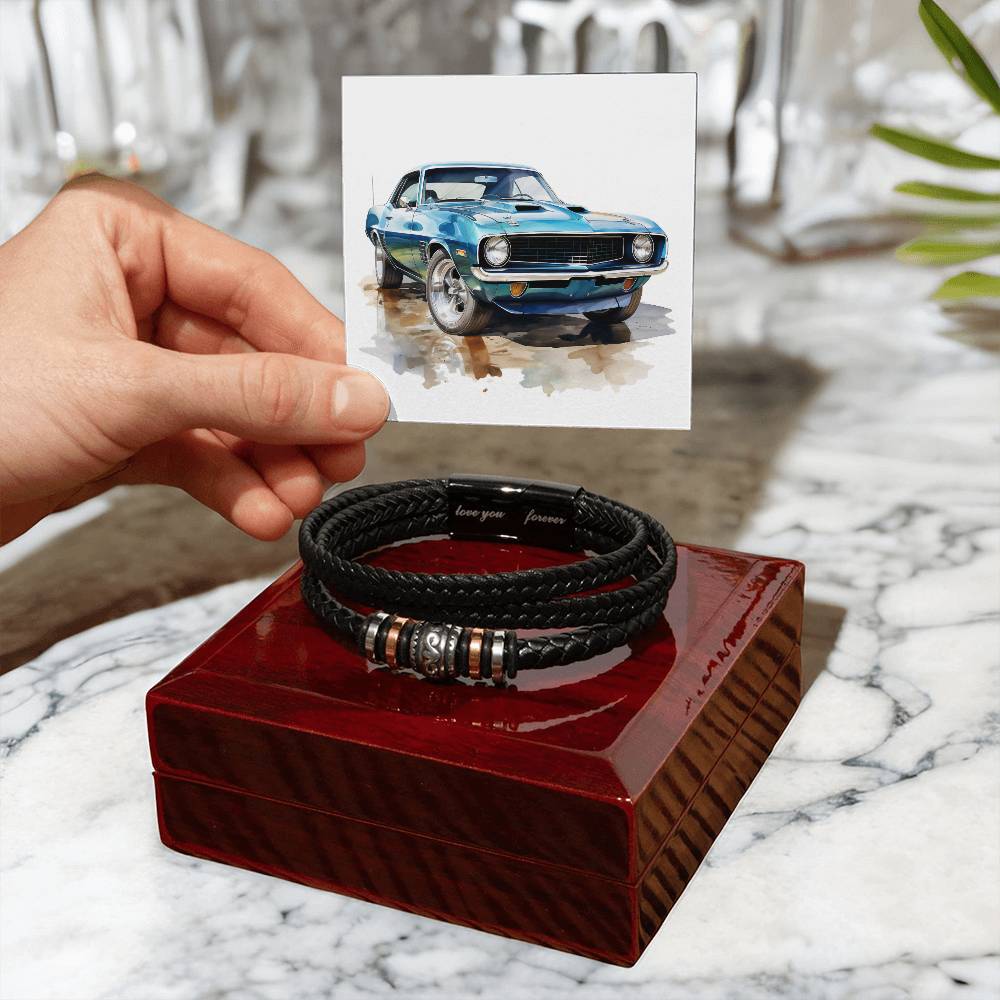 Muscle Car 12 - Men's "Love You Forever" Bracelet With Mahogany Style Luxury Box