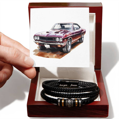 Muscle Car 10 - Men's Love You Forever Bracelet with Mahogany Style Luxury Box