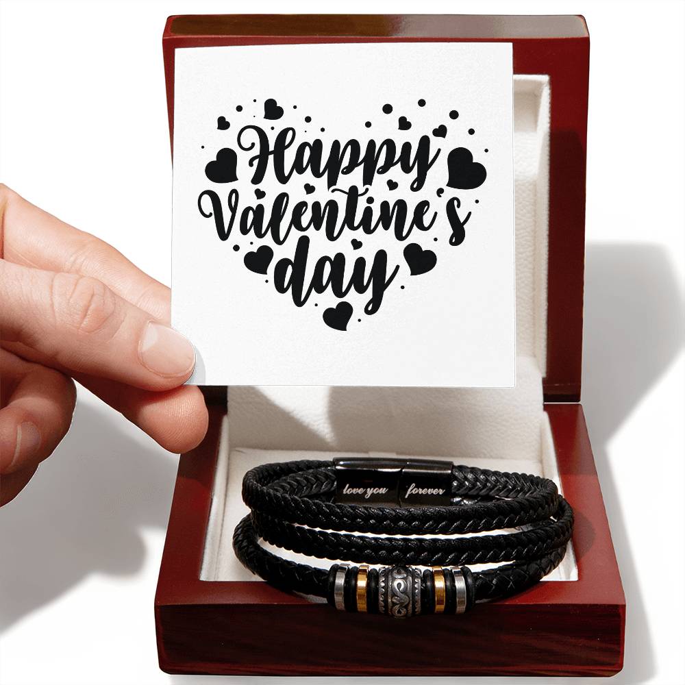 Happy Valentine's Day v2 - Men's "Love You Forever" Bracelet With Mahogany Style Luxury Box