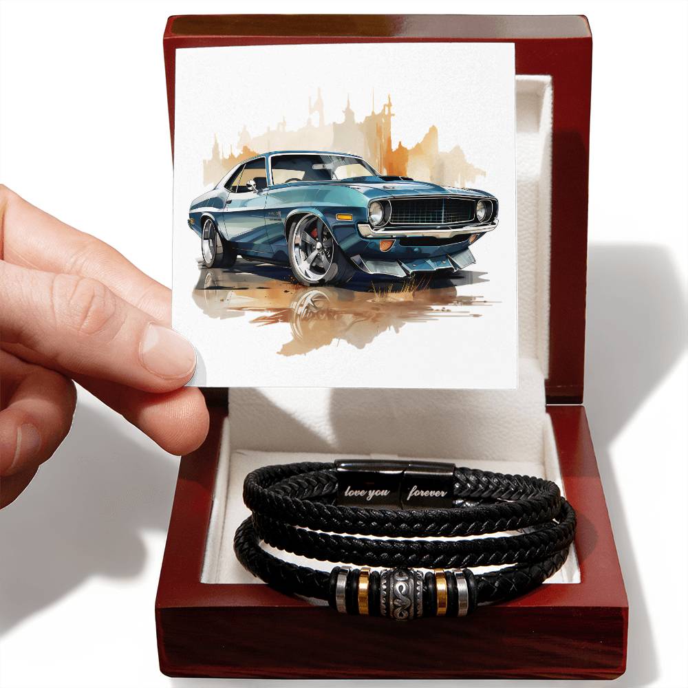 Muscle Car 03 - Men's "Love You Forever" Bracelet With Mahogany Style Luxury Box