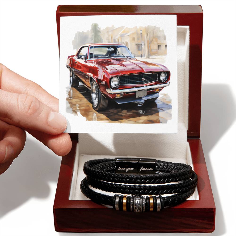 Muscle Car 04 - Men's "Love You Forever" Bracelet With Mahogany Style Luxury Box
