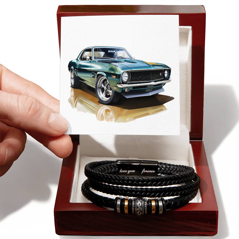 Muscle Car 11 - Men's "Love You Forever" Bracelet With Mahogany Style Luxury Box