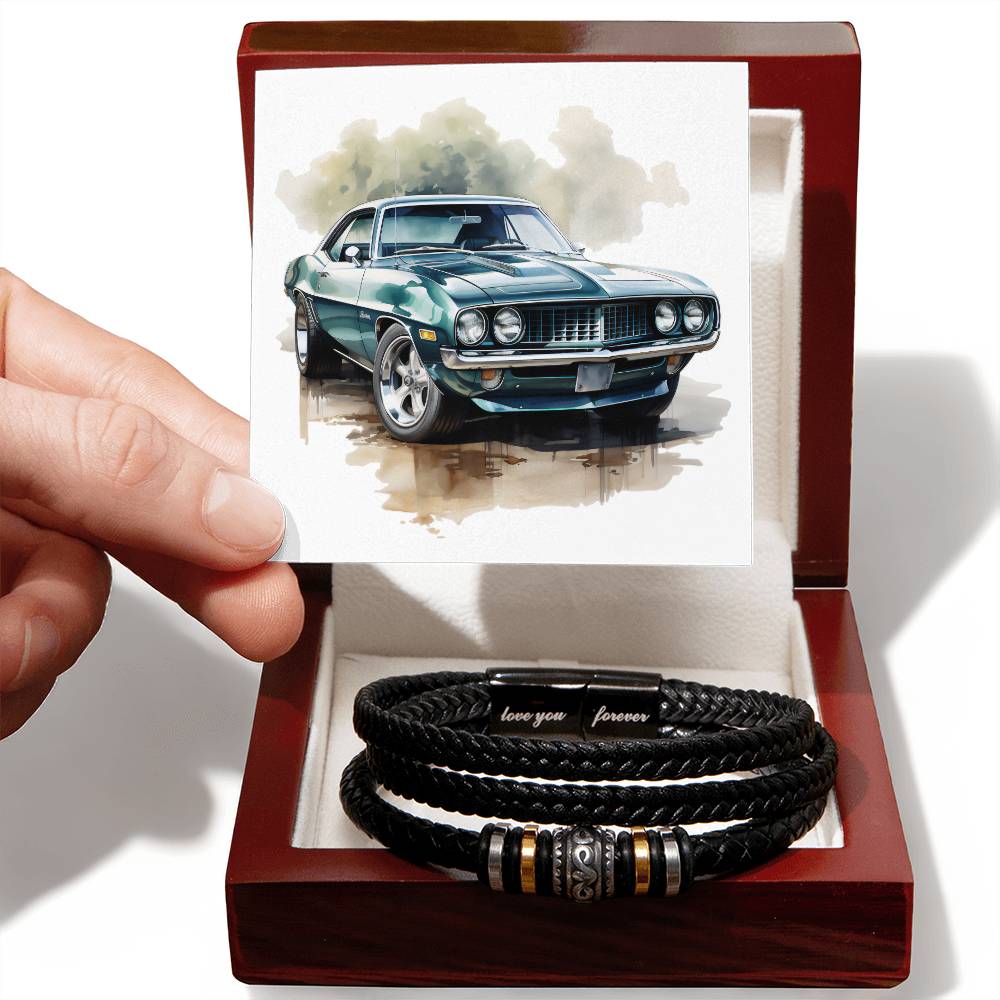 Muscle Car 13 - Men's "Love You Forever" Bracelet With Mahogany Style Luxury Box