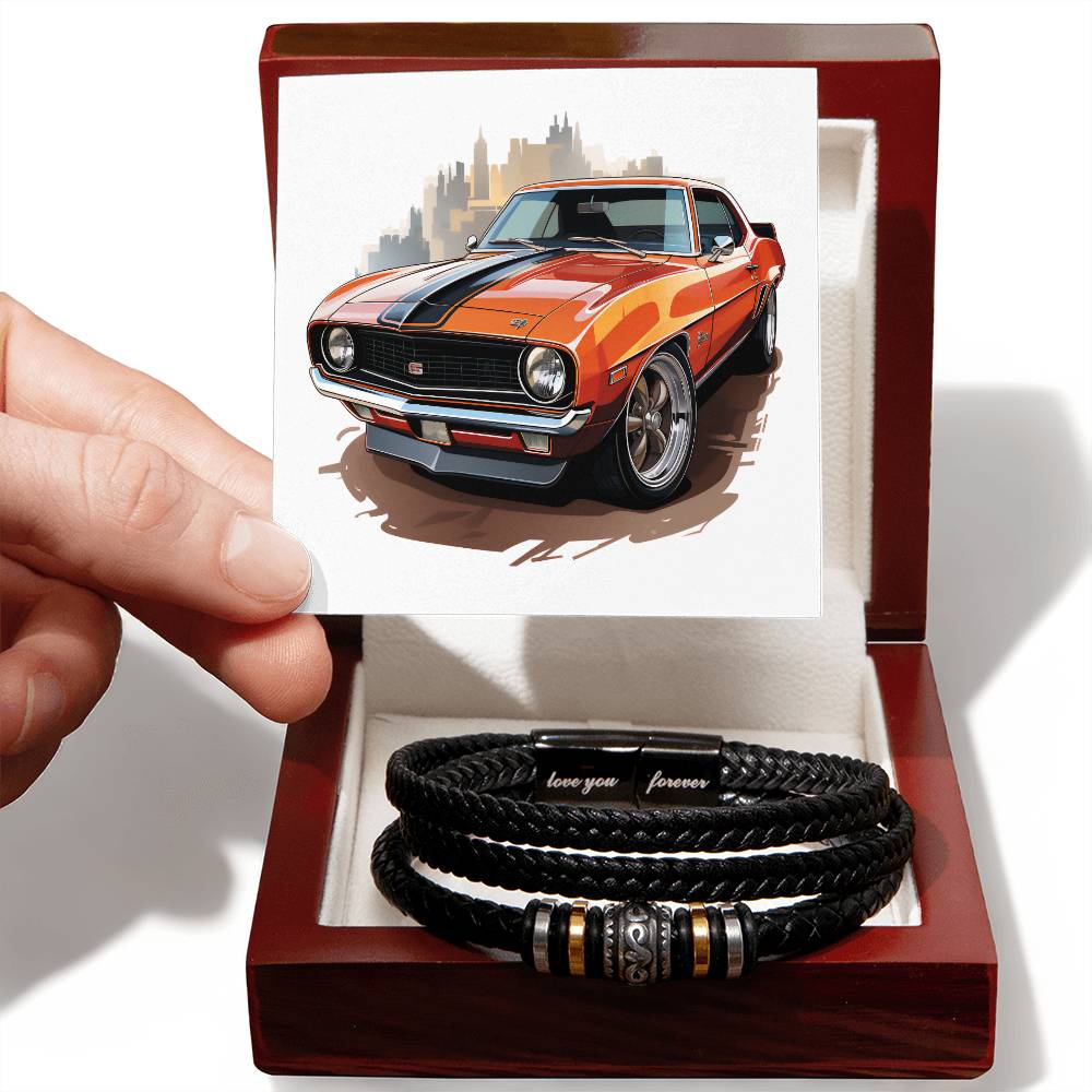 Muscle Car 08 - Men's "Love You Forever" Bracelet With Mahogany Style Luxury Box