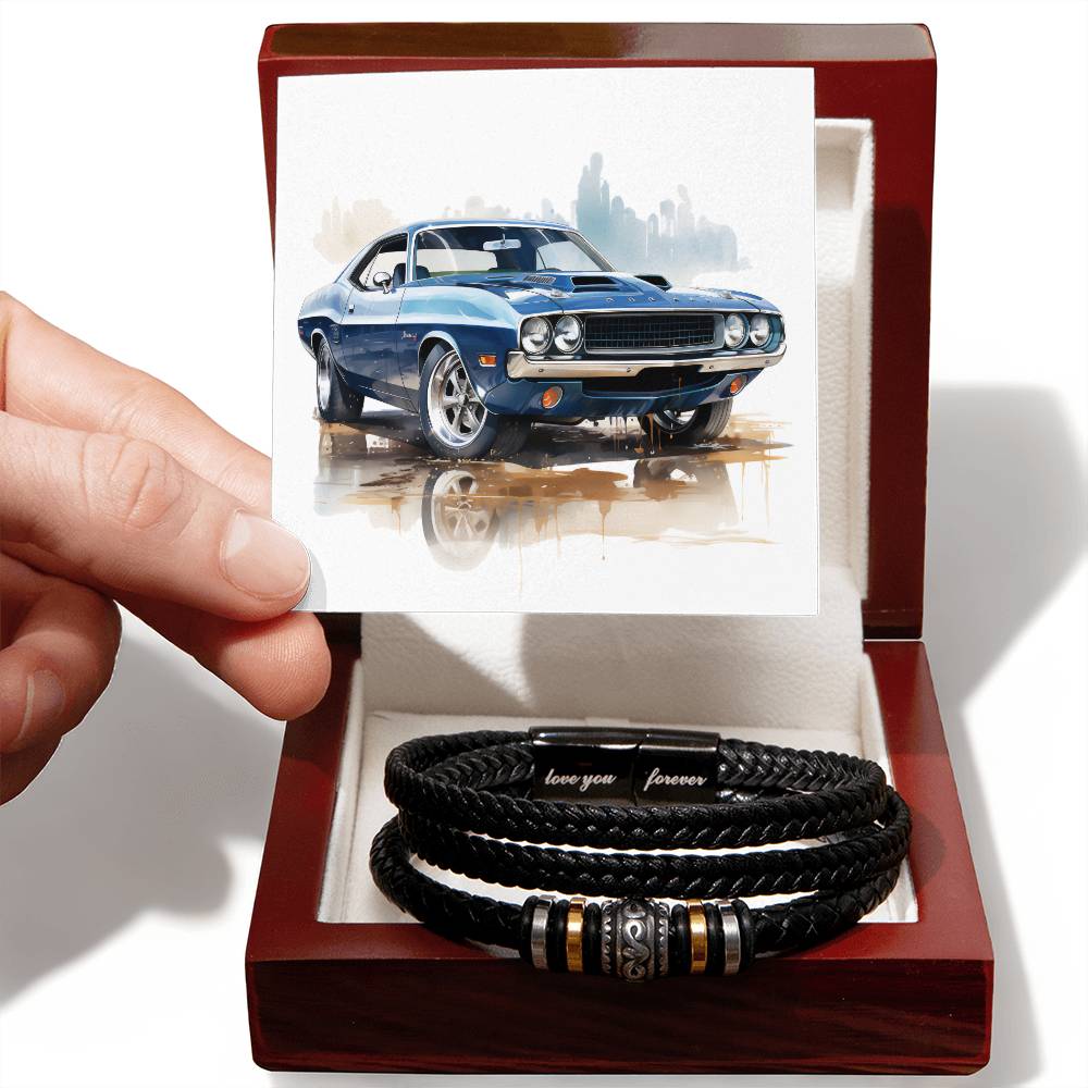 Muscle Car 02 - Men's "Love You Forever" Bracelet With Mahogany Style Luxury Box