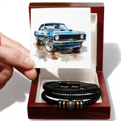 Muscle Car 12 - Men's "Love You Forever" Bracelet With Mahogany Style Luxury Box