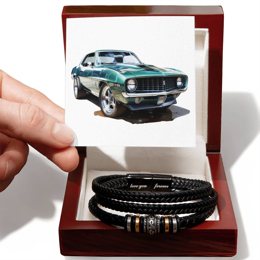 Muscle Car 09 - Men's "Love You Forever" Bracelet With Mahogany Style Luxury Box
