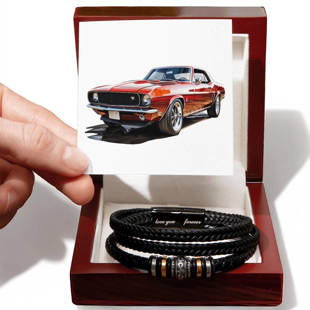 Muscle Car 01 - Men's "Love You Forever" Bracelet With Mahogany Style Luxury Box