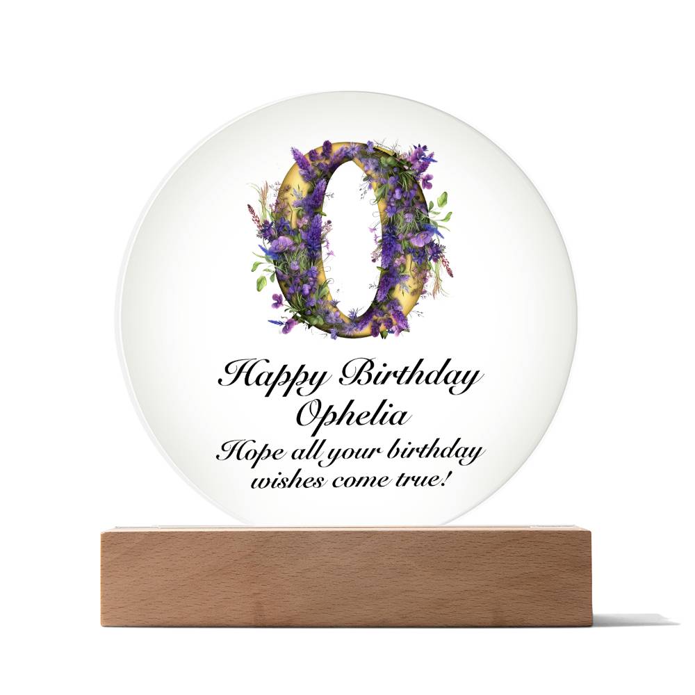 Happy Birthday Ophelia v02 - Circle Acrylic Plaque