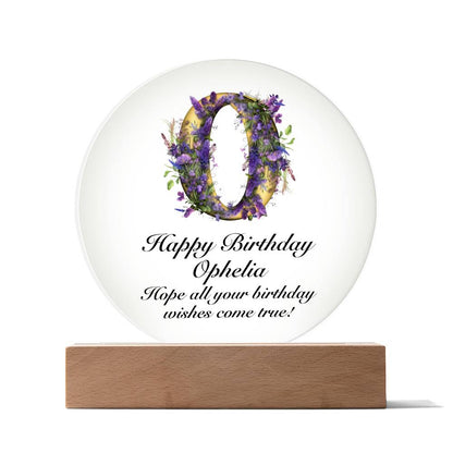 Happy Birthday Ophelia v02 - Circle Acrylic Plaque