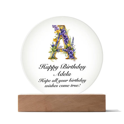 Happy Birthday Adela v02 - Circle Acrylic Plaque